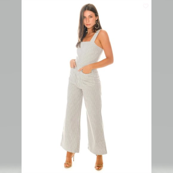 ROLLAS Sailor Striped Jumpsuit in Blue and White Cotton NWT - Picture 1 of 14